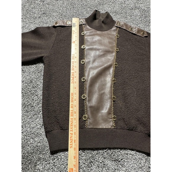 St John Sweater Pants Set Womens Medium Brown Gold Chain Detail Made USA Damaged - Picture 8 of 16
